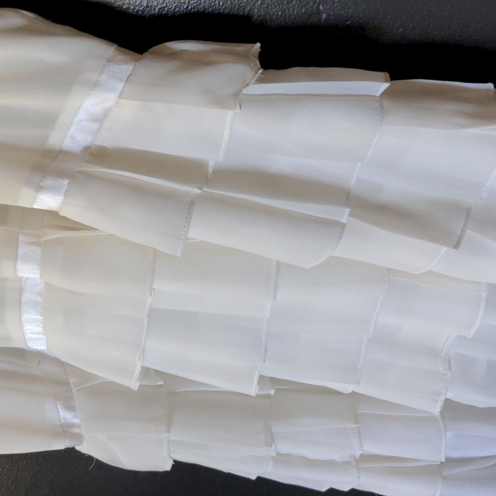 White Ruffled Cocktail Dress - Picture 4 of 10